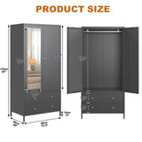 Retro Steel Armoire Wardrobe Closet With Mirror And Drawers - Omega Lifestyles