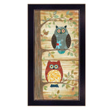 Two Wise Owls Framed Multicolor Printed Wall Art Poster - Omega Lifestyles