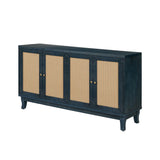 Rattan Wooden Storage Sideboard Cabinet with Shelves - Omega Lifestyles