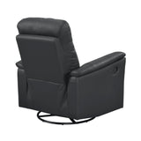 Black Genuine Leather Swivel Glider Reclining Chair - Omega Lifestyles