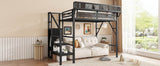Twin Metal Loft Bed With Stairs Storage Shelves - Omega Lifestyles