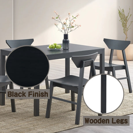 5-Piece Black Synthetic Wood Dining Table Chair Set - Omega Lifestyles