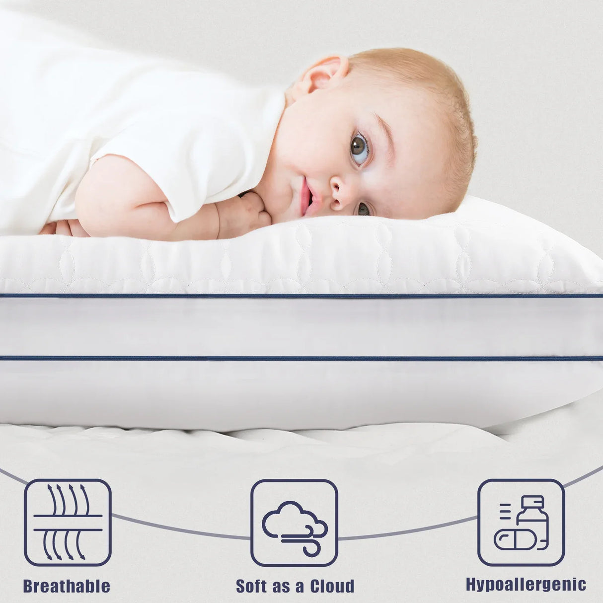 Set of 2 Soft Down Alternative Bed Pillows Standard Size - Omega Lifestyles