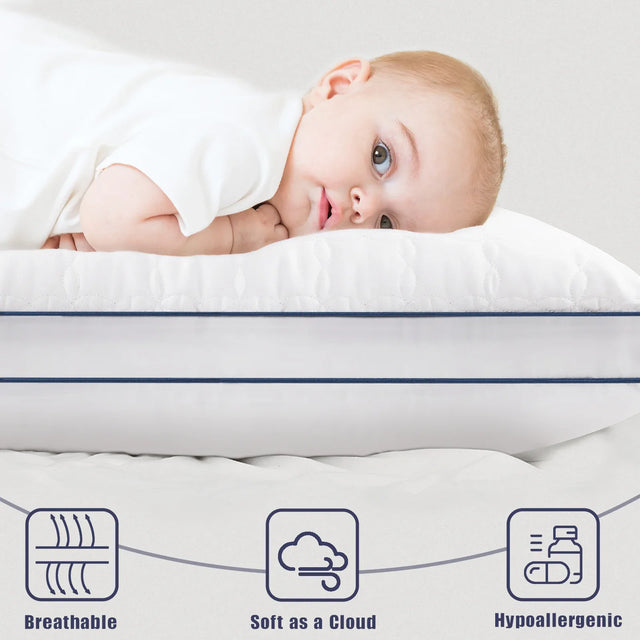 Set of 2 Soft Down Alternative Bed Pillows Standard Size - Omega Lifestyles