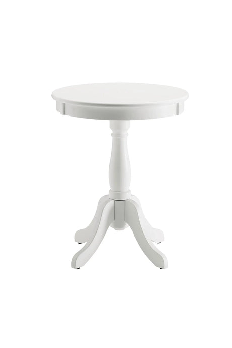 Transitional White Synthetic Wood Round Pedestal Accent Table - Omega Lifestyles