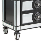 Mirrored Black Silver Finish Two-Drawer Nightstand - Omega Lifestyles