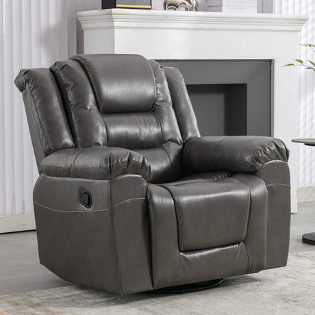 Grey PU Manual Reclining Rocking Swivel Recliner Chair - Omega Lifestyles