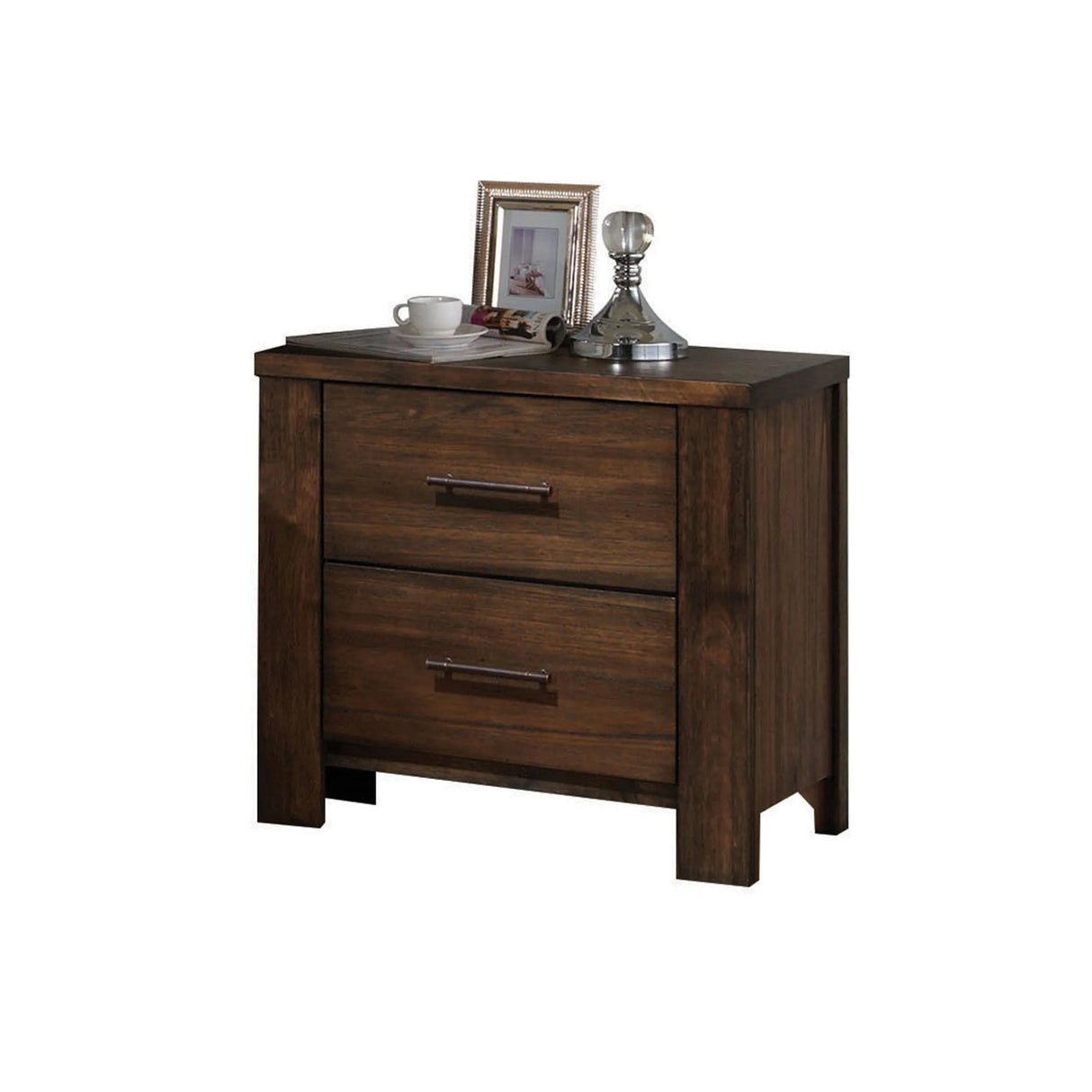 Oak Finish Synthetic Wood Classic Storage Nightstand - Omega Lifestyles
