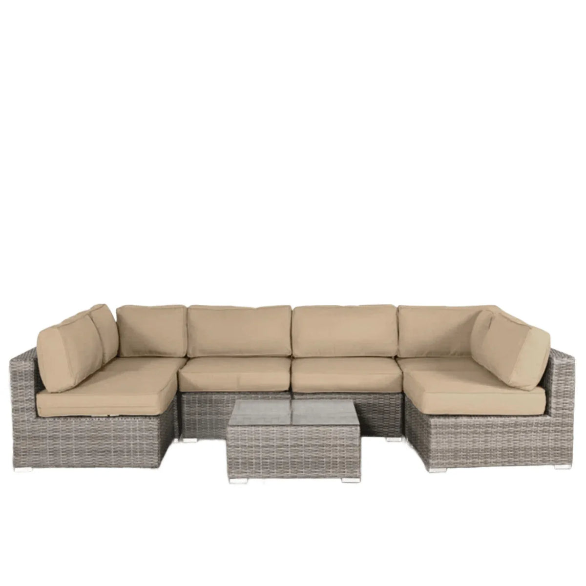 All-Weather Wicker 6-Person Sectional Seating Set With Cushions - Omega Lifestyles