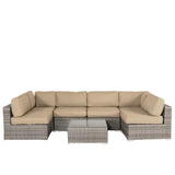 All-Weather Wicker 6-Person Sectional Seating Set With Cushions - Omega Lifestyles