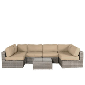 All-Weather Wicker 6-Person Sectional Seating Set With Cushions - Omega Lifestyles