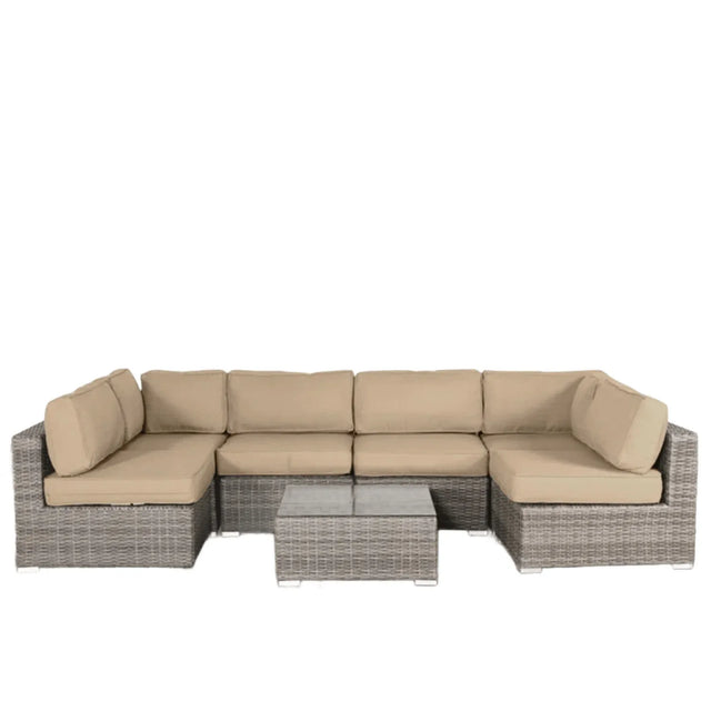 All-Weather Wicker 6-Person Sectional Seating Set With Cushions - Omega Lifestyles