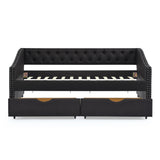 Twin Upholstered Tufted Linen Daybed With Drawers - Omega Lifestyles