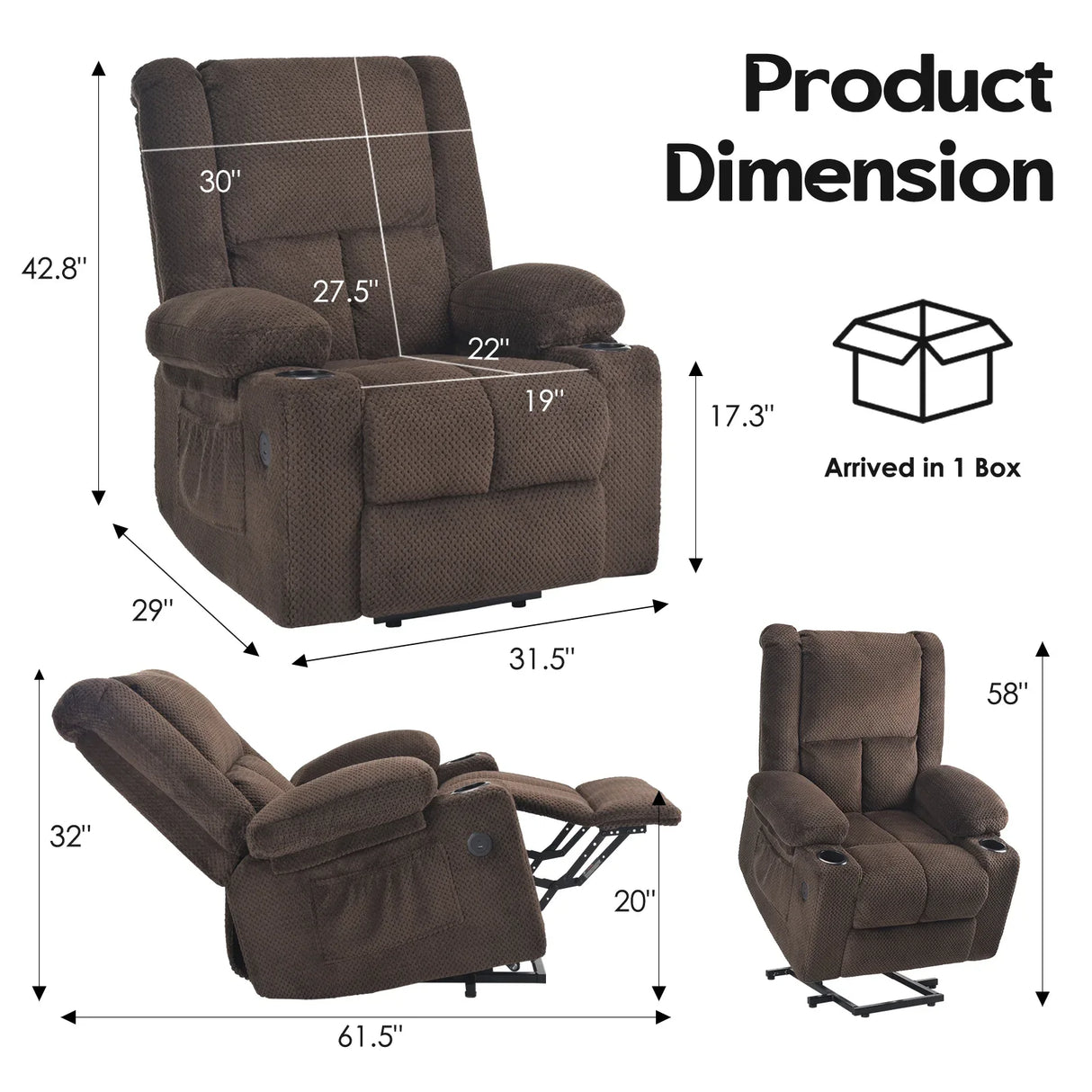 Power Lift Massage Heat Recliner Chair With USB Ports - Omega Lifestyles