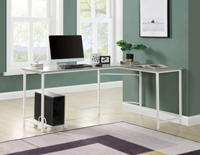 Space-Saving L-Shape Gray White Computer Desk With Storage - Omega Lifestyles