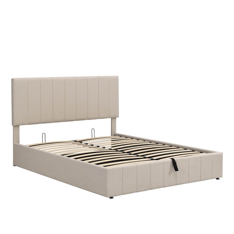 Queen Upholstered Platform Bed With Hydraulic Storage System - Omega Lifestyles