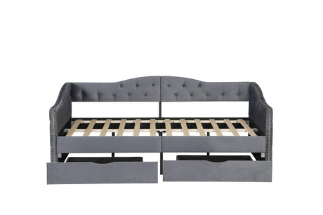 Twin Upholstered Velvet Wood Storage Daybed Frame - Omega Lifestyles