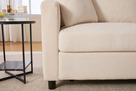 Modern Beige Sleeper Sofa Bed With Memory Foam Mattress - Omega Lifestyles