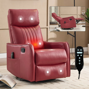 Red Faux Leather Medium-Firm Heat Massage Recliner Chair - Omega Lifestyles