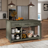 Expandable Retro Kitchen Island With Built-In Power Outlets - Omega Lifestyles