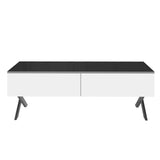 Rectangular Mirrored Coffee Table With Metal Base Storage - Omega Lifestyles