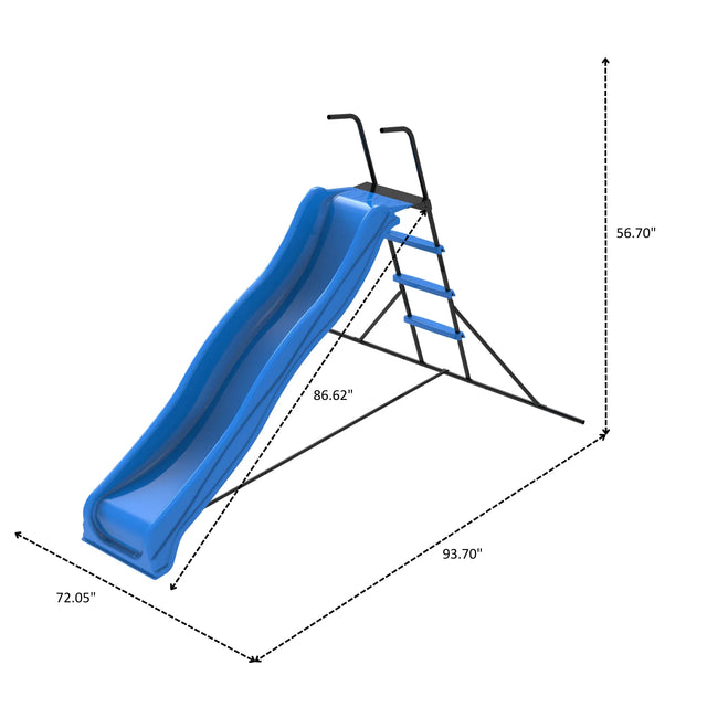 7-Foot Kids Freestanding Blue Plastic Slide Playground - Omega Lifestyles