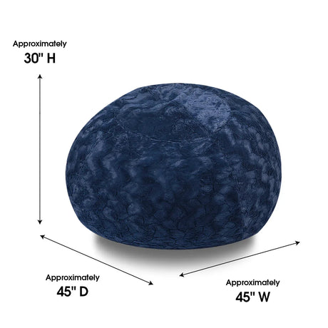 Navy Faux Fur Memory Foam Bean Bag Chair - Omega Lifestyles
