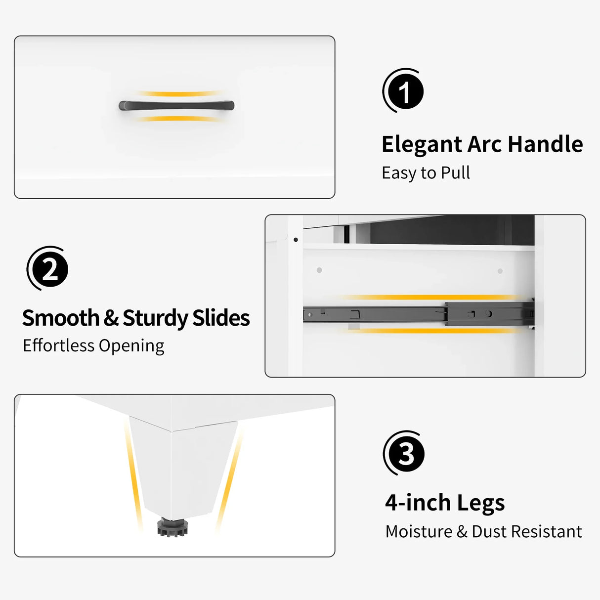 9-Drawer White Metal Tall Dresser With Smooth Drawers - Omega Lifestyles