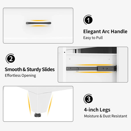 9-Drawer White Metal Tall Dresser With Smooth Drawers - Omega Lifestyles