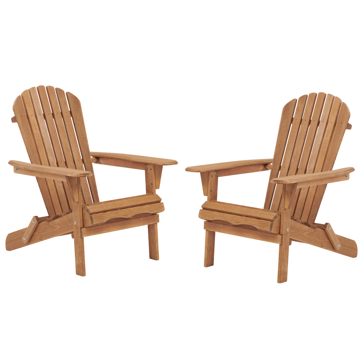 Set Of 2 Folding Hemlock Wood Adirondack Chairs