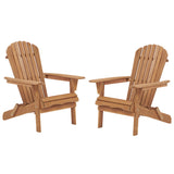 Set Of 2 Folding Hemlock Wood Adirondack Chairs