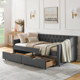 Twin Upholstered Tufted Daybed With Storage Drawers - Omega Lifestyles