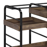 Metal And Wood Rectangular Serving Cart With Adjustable Trays - Omega Lifestyles