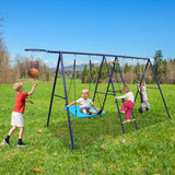6-in-1 Backyard Steel Frame Swing Set With Ladder - Omega Lifestyles