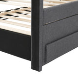 Twin Upholstered Linen Platform Bed With Trundle And Drawers - Omega Lifestyles
