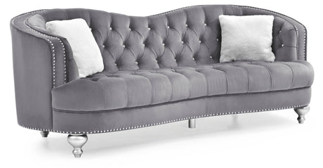 Glam Velvet Tufted 3-Seat Sofa With Nailhead Trim - Omega Lifestyles