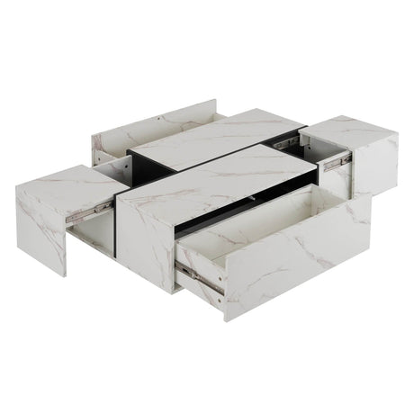 Modern White MDF Sliding Top Coffee Table With Storage - Sleep Galleria