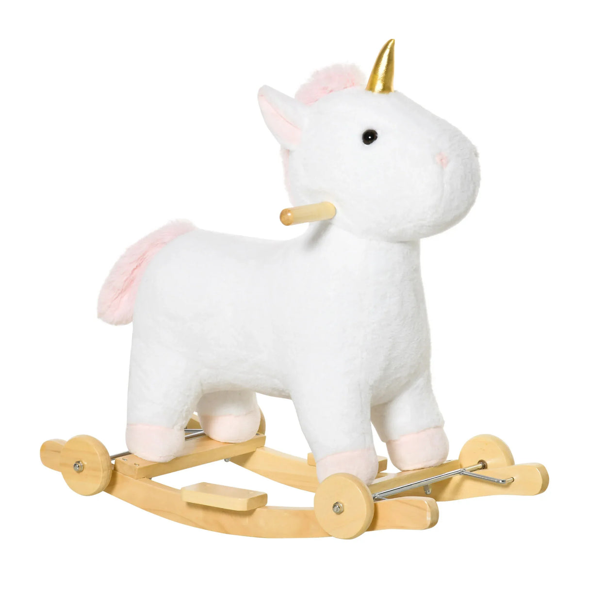 Plush 2-in-1 Rolling Unicorn Plush Rocking Horse - Omega Lifestyles