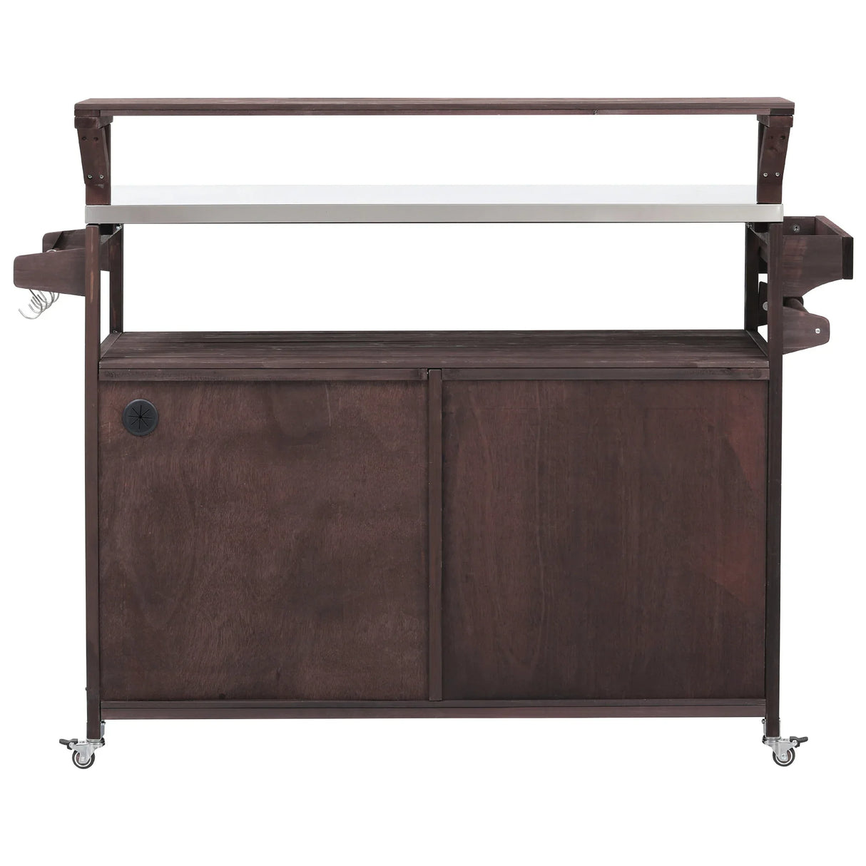 Outdoor Kitchen Island Solid Fir Wood Raised Shelf Cart - Omega Lifestyles