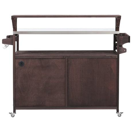 Outdoor Kitchen Island Solid Fir Wood Raised Shelf Cart - Omega Lifestyles