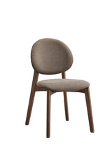 Set of 2 Light Brown Linen Upholstered Walnut Side Chairs - Omega Lifestyles