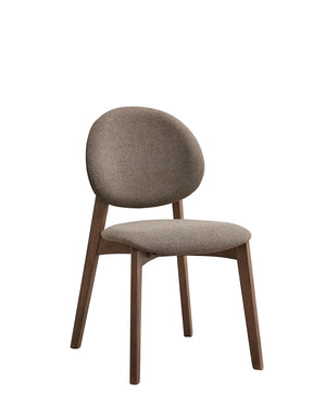 Set of 2 Light Brown Linen Upholstered Walnut Side Chairs - Omega Lifestyles