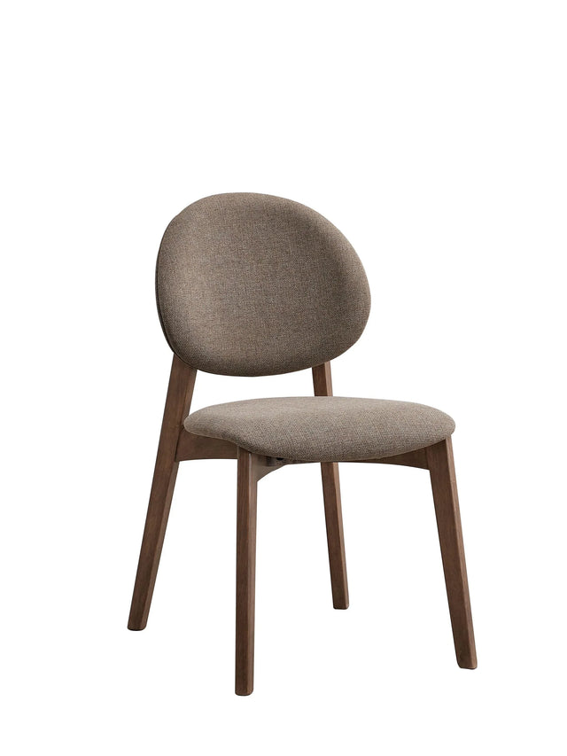 Set of 2 Light Brown Linen Upholstered Walnut Side Chairs - Omega Lifestyles