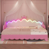 Twin Upholstered Extendable Daybed With Crown Headboard And LED Lights - Omega Lifestyles