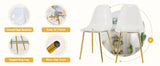 Modern Tempered Glass Dining Table And 6 Gold Chairs Set - Omega Lifestyles