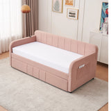 Twin Velvet Upholstered Daybed Frame With Trundle - Omega Lifestyles