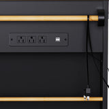 Large Kitchen Island Storage Cart With Bar Stools and Power Outlet - Omega Lifestyles