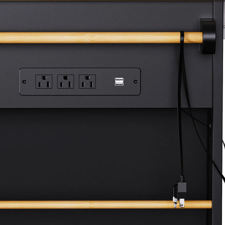 Large Kitchen Island Storage Cart With Bar Stools and Power Outlet - Omega Lifestyles