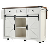 Farmhouse Kitchen Island Rolling Cart With Power Outlet - Omega Lifestyles