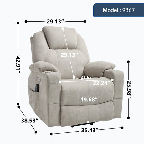 Power Lift Recliner Chair With Massage Lumbar Heat - Omega Lifestyles
